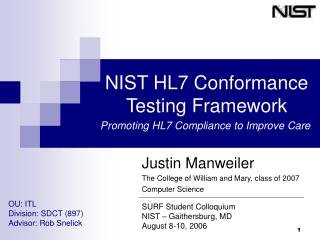 NIST HL7 Conformance Testing Framework