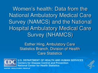Esther Hing, Ambulatory Care Statistics Branch, Division of Health Care Statistics