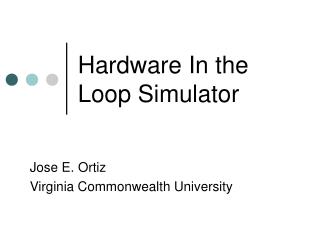 Hardware In the Loop Simulator