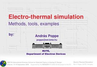 Electro-thermal simulation Methods, tools, examples