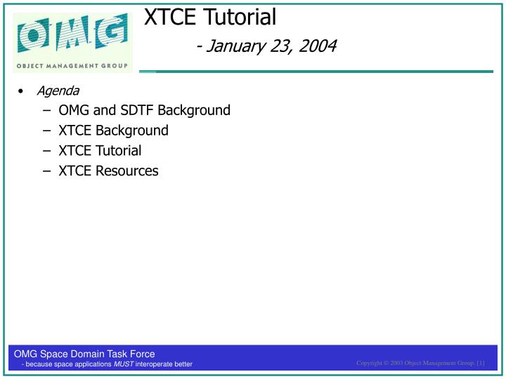 xtce tutorial january 23 2004