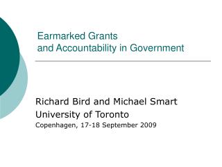 Earmarked Grants and Accountability in Government