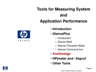 Tools for Measuring System and Application Performance