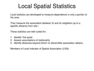 Local Spatial Statistics