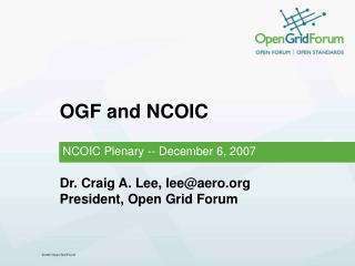 OGF and NCOIC