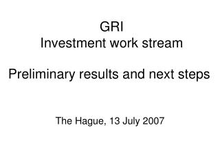 GRI Investment work stream