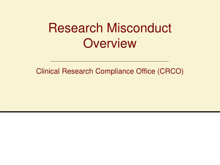 research misconduct overview