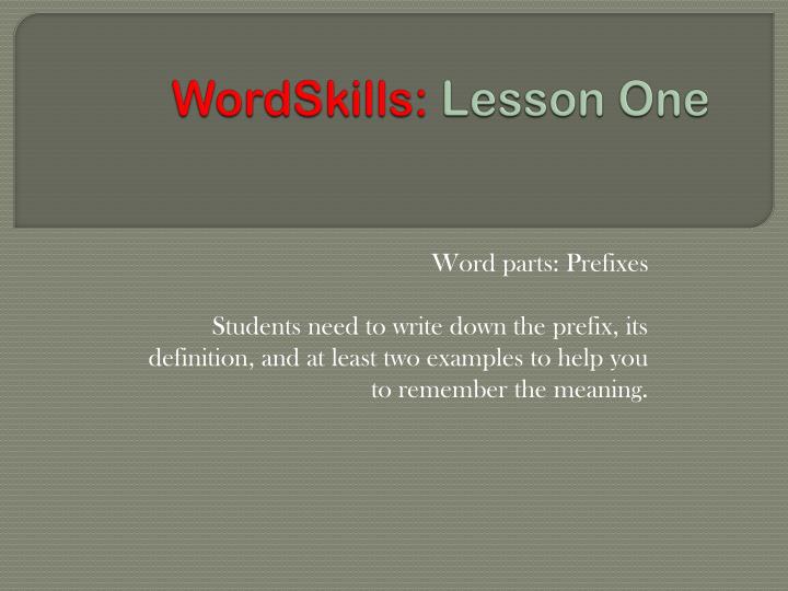wordskills lesson one