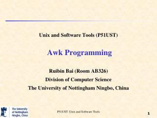 Unix and Software Tools (P51UST) Awk Programming