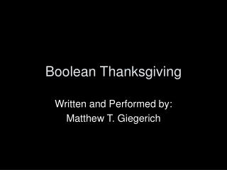 Boolean Thanksgiving