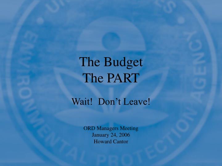 the budget the part