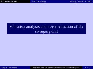 Vibration analysis and noise reduction of the swinging unit