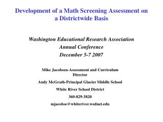 Development of a Math Screening Assessment on a Districtwide Basis