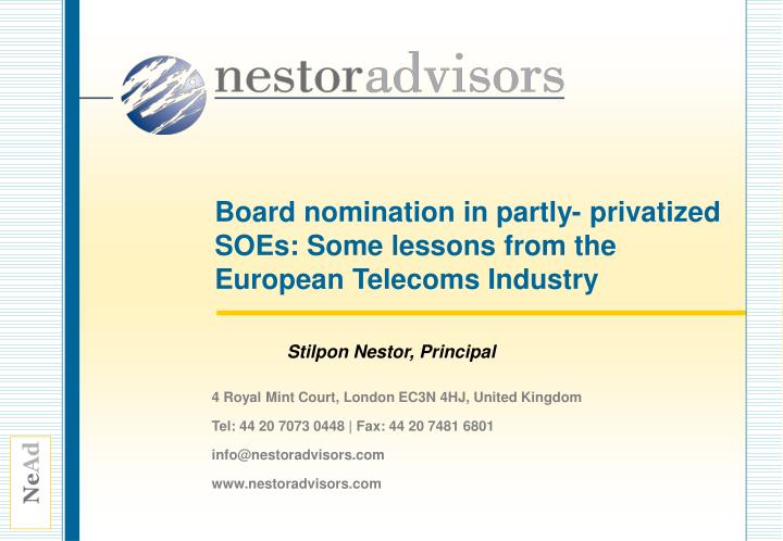 board nomination in partly privatized soes some lessons from the european telecoms industry