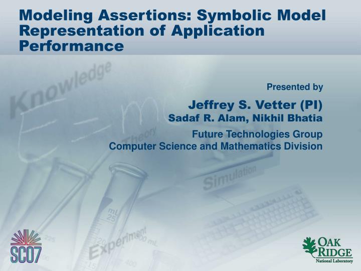 modeling assertions symbolic model representation of application performance