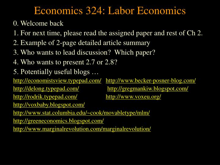 economics 324 labor economics
