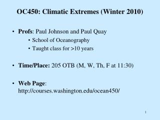 OC450: Climatic Extremes (Winter 2010)