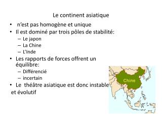 le continent asiatique