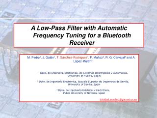 A Low-Pass Filter with Automatic Frequency Tuning for a Bluetooth Receiver