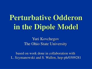 Perturbative Odderon in the Dipole Model