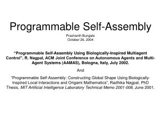 Programmable Self-Assembly