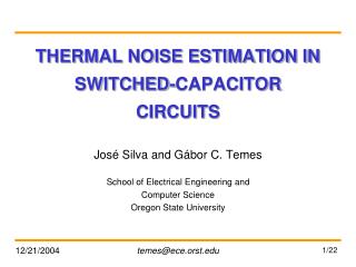 THERMAL NOISE ESTIMATION IN SWITCHED-CAPACITOR CIRCUITS