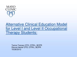 Alternative Clinical Education Model for Level I and Level II Occupational Therapy Students:
