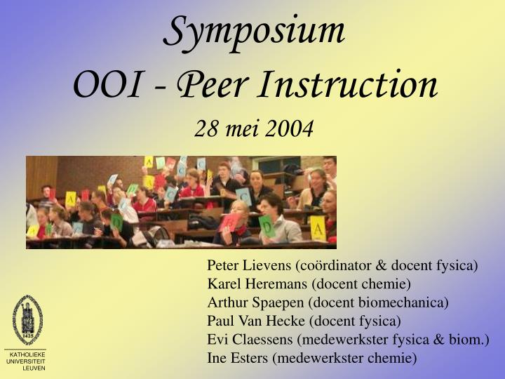 symposium ooi peer instruction 28 mei 2004