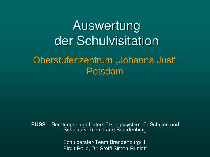 auswertung der schulvisitation