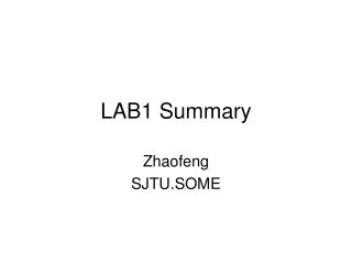 LAB1 Summary