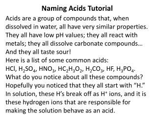 Naming Acids Tutorial