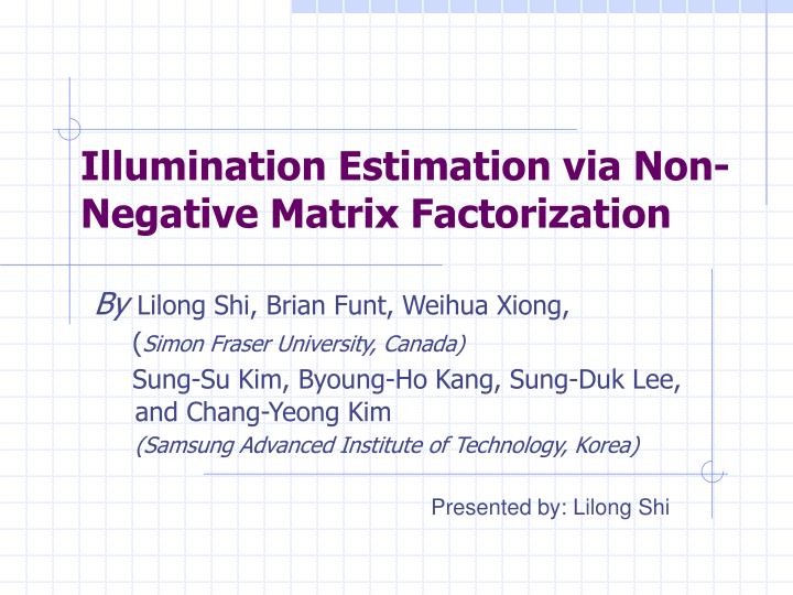 illumination estimation via non negative matrix factorization
