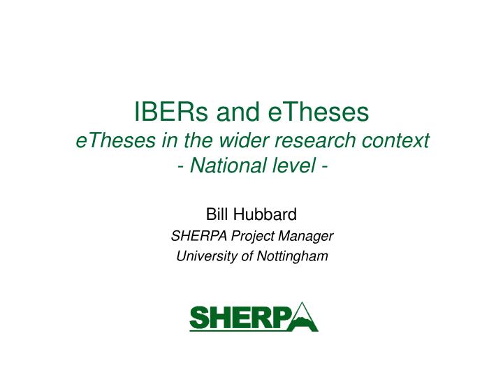 ibers and etheses etheses in the wider research context national level