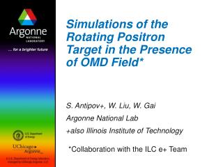 Simulations of the Rotating Positron Target in the Presence of OMD Field*