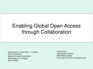 Enabling Global Open Access through Collaboration