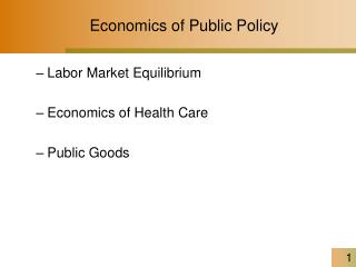 Economics of Public Policy