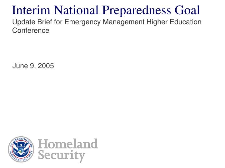 interim national preparedness goal