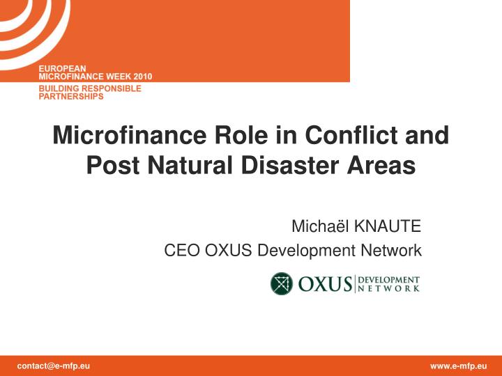 microfinance role in conflict and post natural disaster areas