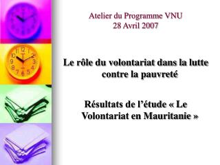 atelier du programme vnu 28 avril 2007