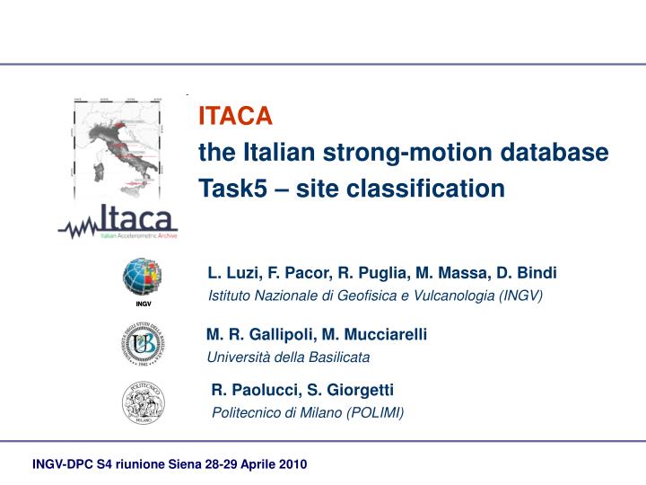 itaca the italian strong motion database task5 site classification