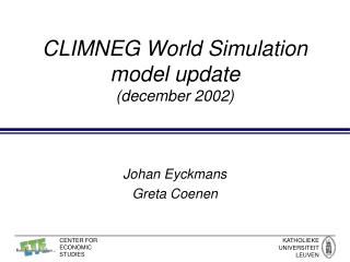 CLIMNEG World Simulation model update (december 2002)