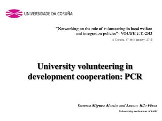 University volunteering in development cooperation: PCR