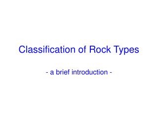 Classification of Rock Types