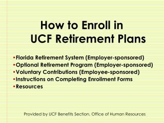 How to Enroll in UCF Retirement Plans