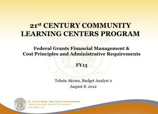 21 st CENTURY COMMUNITY LEARNING CENTERS PROGRAM