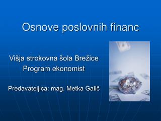 osnove poslovnih financ