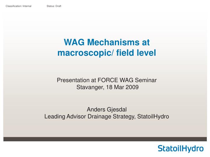 wag mechanisms at macroscopic field level