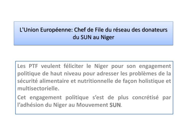l union europ enne chef de file du r seau des donateurs du sun au niger