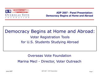 Democracy Begins at Home and Abroad: Voter Registration Tools for U.S. Students Studying Abroad