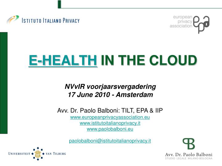 e health in the cloud
